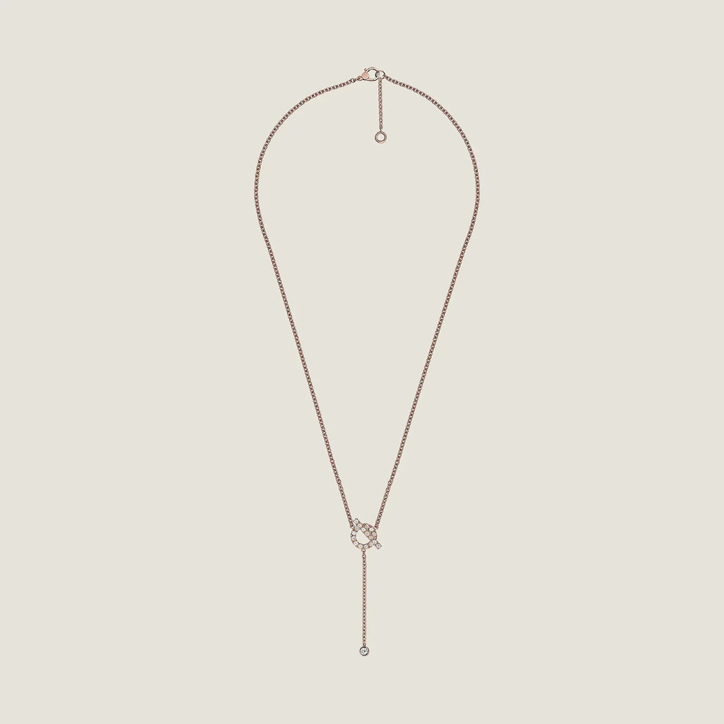 Hermes Finesse Pink Gold Cubic Zirconia Necklace