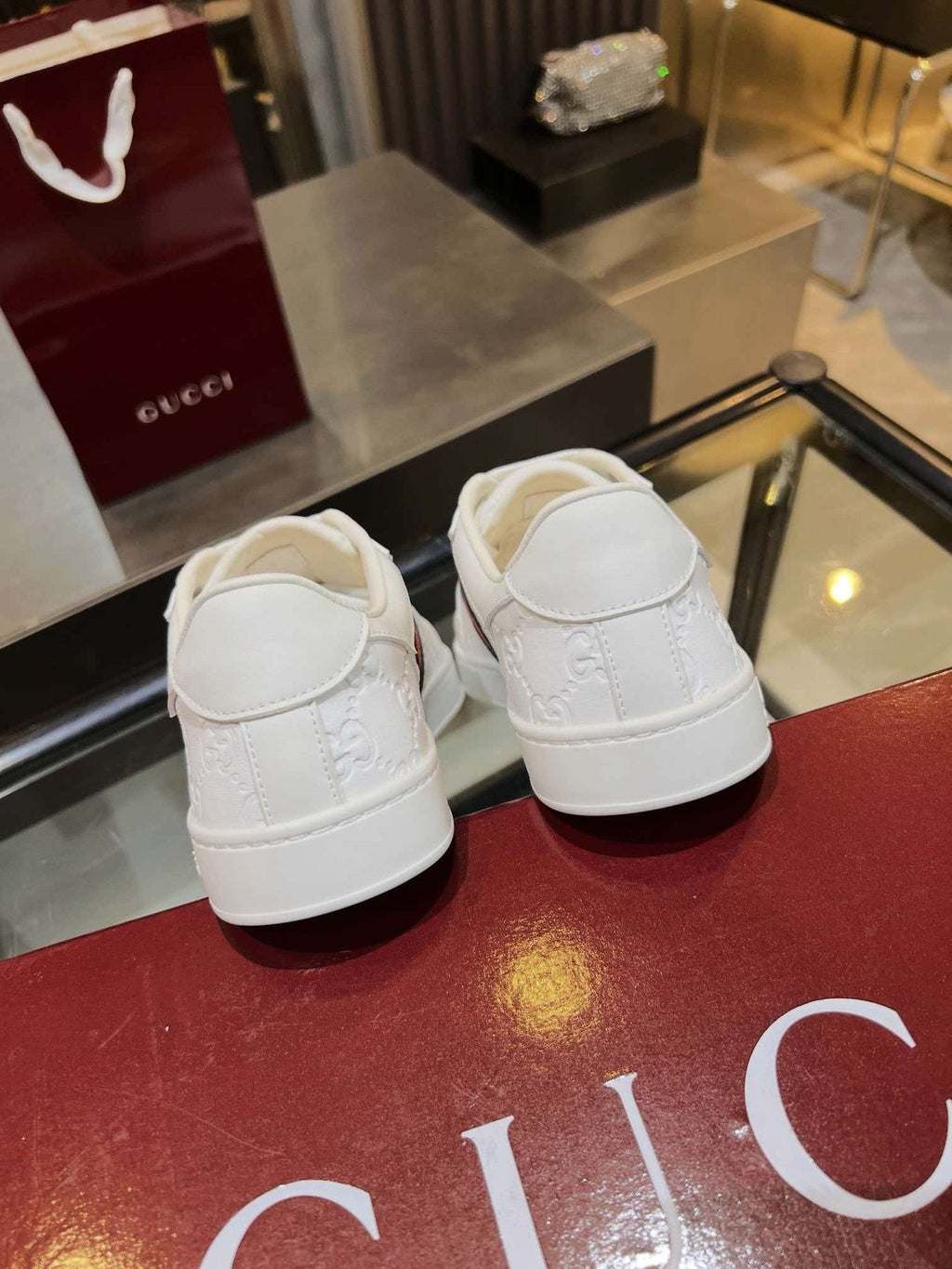Gucci Green and Red Stripe Low-Top Sneakers — back