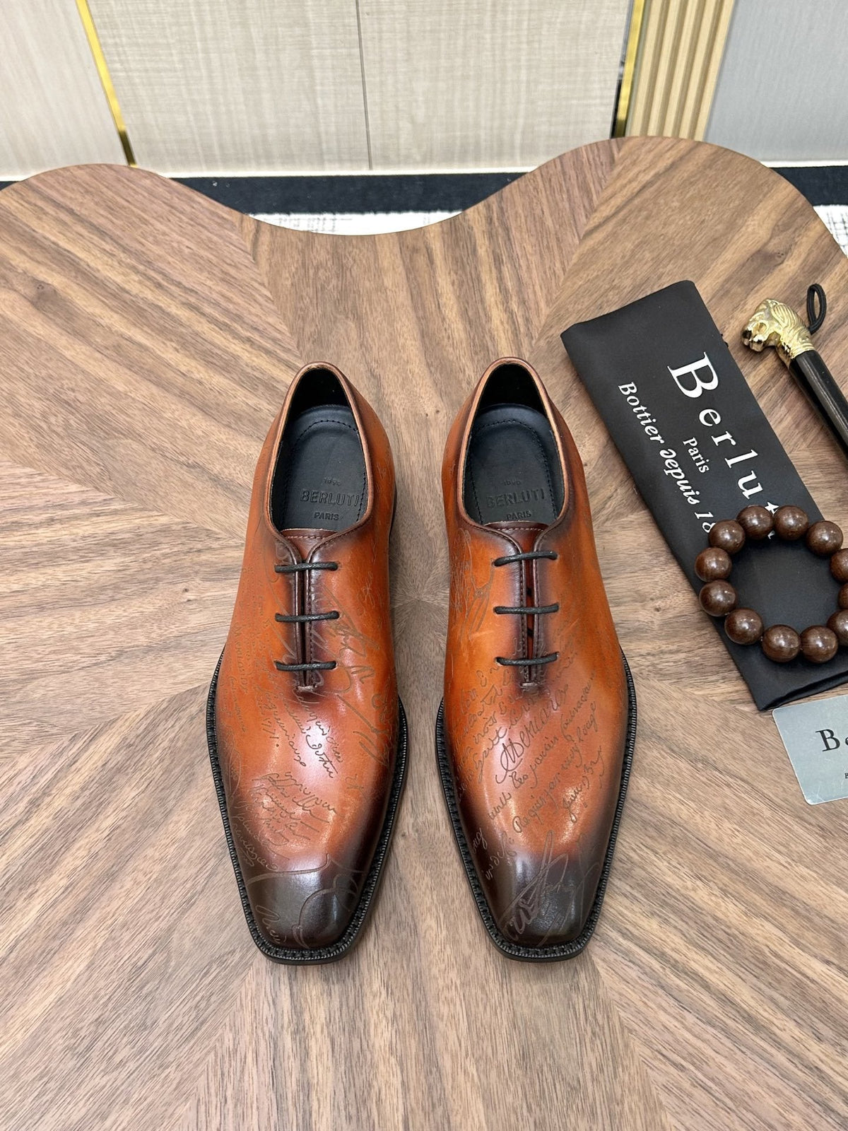 Berluti Burnished Lace-Up Dress Shoes — hero